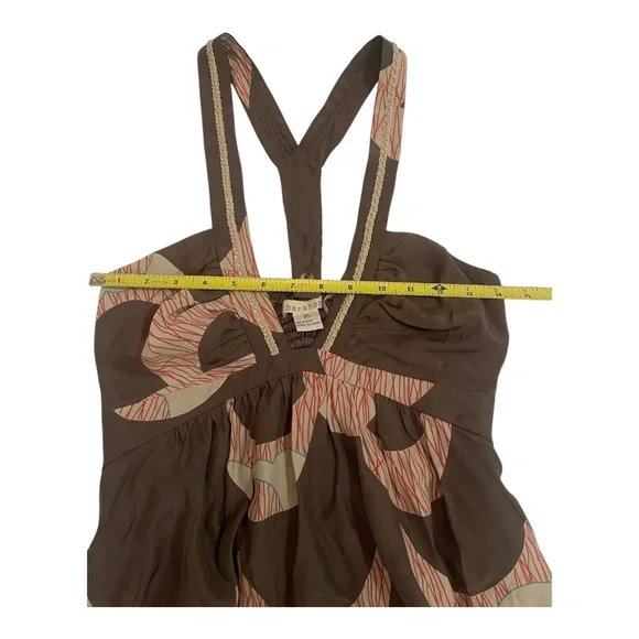 $188 Anthropology Harkham Brown Silk Mini Dress Tunic Medium NWT - Picture 10 of 15